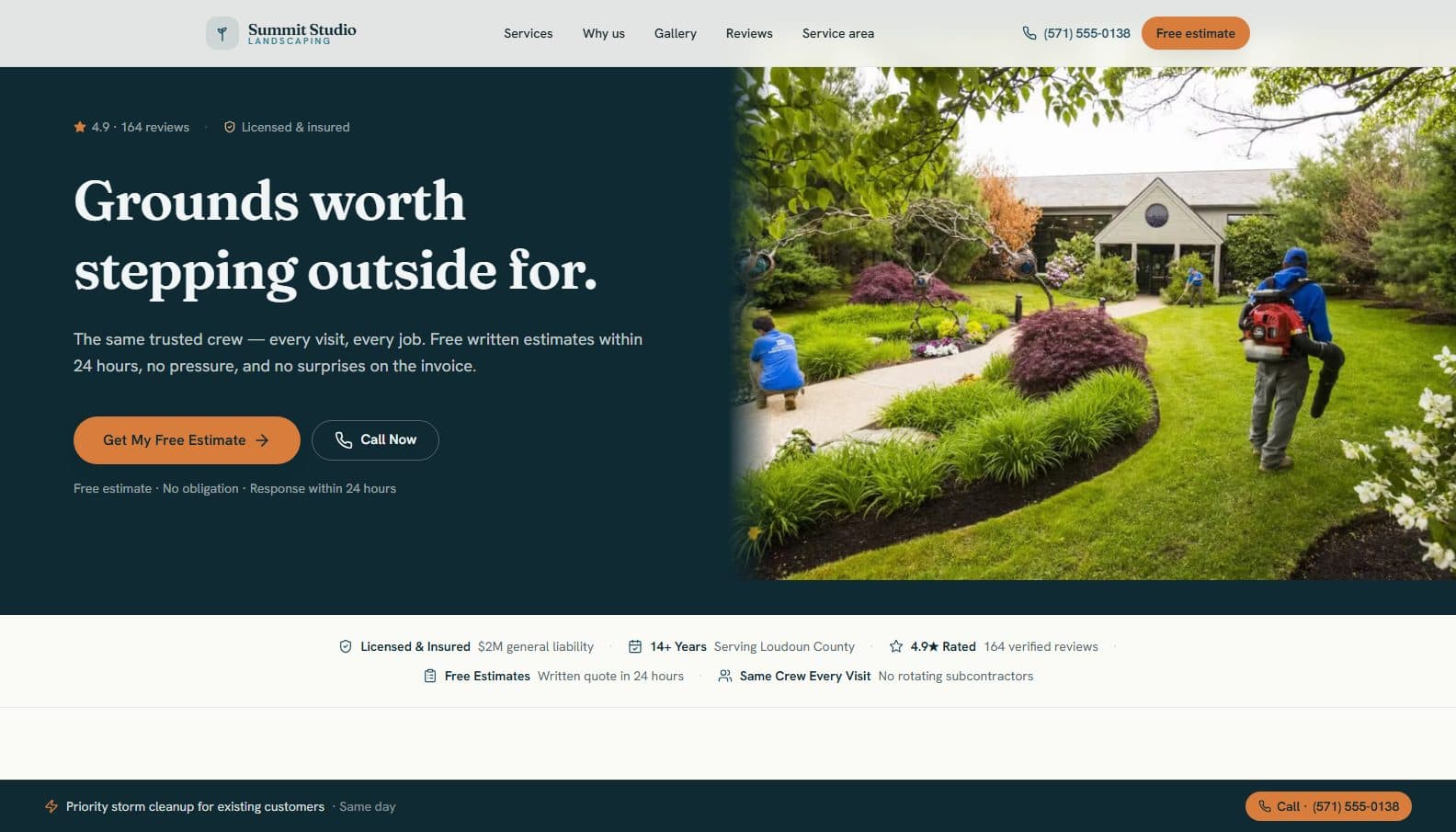 Summit Studio Landscaping homepage screenshot