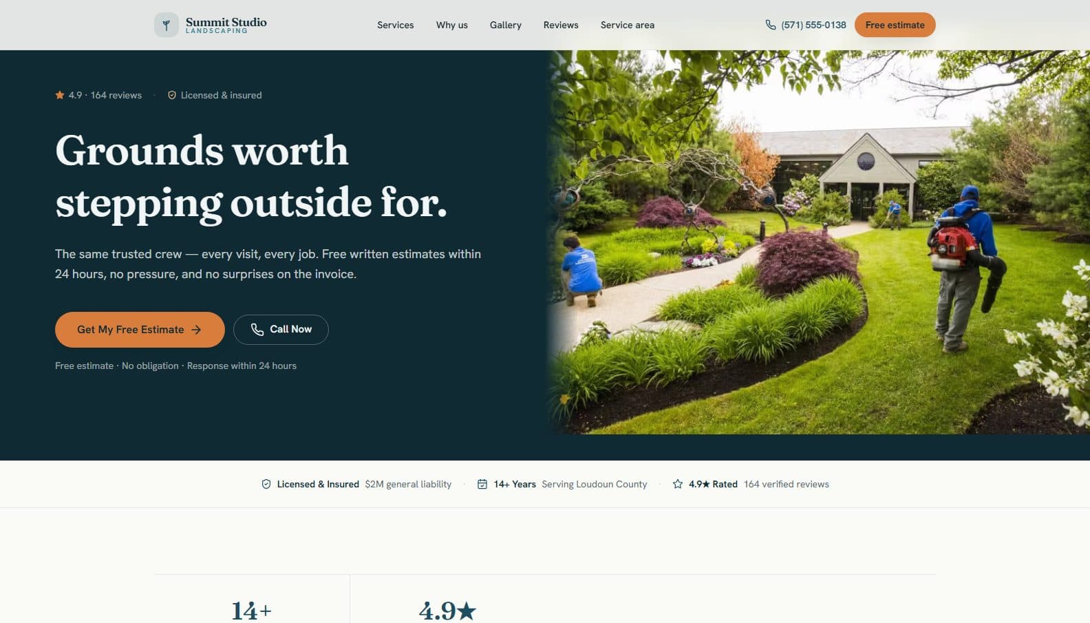 Summit Studio Landscaping homepage screenshot